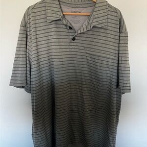 Duluth Trading Co Gray Striped Polo Shirt - 2xl